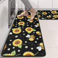 thumbnail image 2 of Sunflower and Bee Black Pattern Anti Fatigue Kitchen Rugs Set Of 2, Non Slip Washable Decorative Floor Mats for Sink Laundry and Home Use, 17"x47", 2 of 5