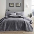thumbnail image 3 of Ameha Pack of 2 Leaf Embossed Reversible 2 Quilt Set with 4 Pillow Shams Ultra Soft Microfiber Bedding Set Queen Grey, 3 of 8
