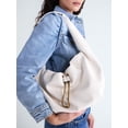 thumbnail image 2 of Scoop Women's Faux Leather Chain Drawstring Bag, Mother of Pearl, 2 of 6