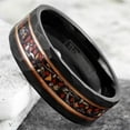 thumbnail image 6 of Tungsten Rings for Men Wedding Bands for Him Womens Wedding Bands for Her 8mm Black Faux Dinosaur Bone-Meteorite Rose Gold Plated Stripe, 6 of 7