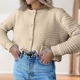 thumbnail image 4 of Suéter de cuello redondo para mujer cárdigans cómodos abrigo elegante prendas de vestir para primavera y otoño, 4 of 7