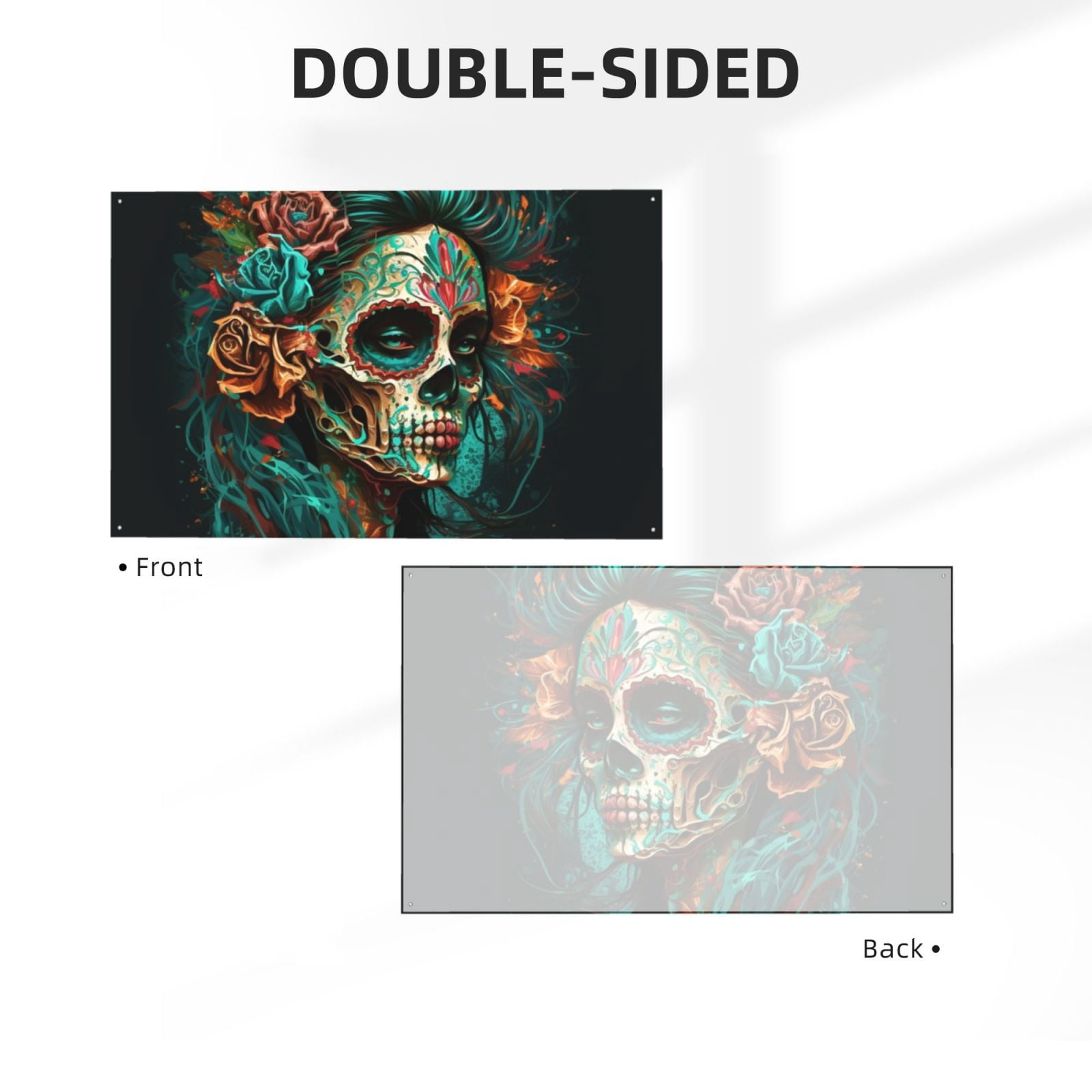 Sugar Skull Zombie Rose Four Hole Decorated Banner Flag for Garden Yard Home Decoration Indoor Outdoor 4x6 Ft
