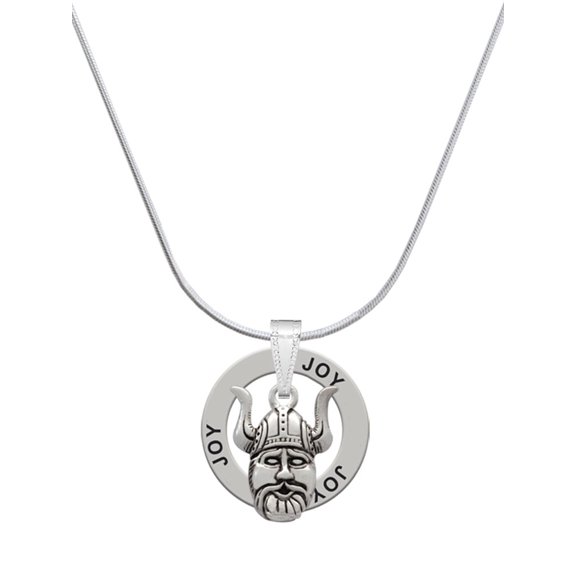 Delight Jewelry Silvertone Large Viking - Mascot Joy Ring Charm Necklace, 18"