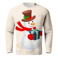 thumbnail image 3 of SXcggal Men's Christmas Snowman Print Pullover Long Sleeve Round Casual Sweatshirt Loose Trendy Warm Men Sweatshirt Top, 3 of 4