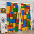 thumbnail image 4 of Building Block Toy Curtains，Abstract Contour Colorful Plastic Toy Brick Geometric Print Pattern Window Drapes for Boys Girls Bedroom Playroom Living Room Set 2 Panels,55x63 Inches, 4 of 8