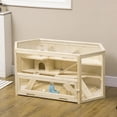 thumbnail image 3 of Pefilos 3 Tier Wooden Hamster Cage with Tray, Seesaws, Water Bottle, Small Animal Cage for Syrian Hamsters Degus or Other Similar, Beige, 3 of 11
