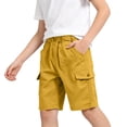 thumbnail image 5 of BXJX Boys Cargo Shorts, Elastic waist Relaxed Fit Knee Length Summer Kids Shorts with Pockets Yellow Size 11-13 T, 5 of 9