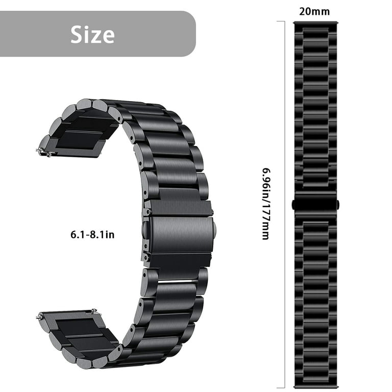 No Gap Galaxy Watch 4/6 Band Classic 47/43/42/46/40/44mm, Gapless Samsung  Galaxy Watch 5 Bands Pro 45mm 40mm 44mm, Solid Metal Stainless Steel  Replacement Business Strap Bands Men Women, Black 