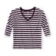 thumbnail image 1 of Aeropostale playera gráfica de manga 3/4 con rayas y cuello en V para mujer, púrpura, extra pequeña Aeropostale Camiseta gráfica, 1 of 1