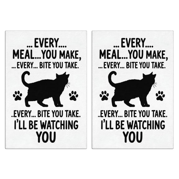 2 Pcs Funny Kitchen Towels,Funny Kitchen Cat Microfiber Dish Towels,Kitchen Tea Towels,Kitchen Towel Set (18" X 26")