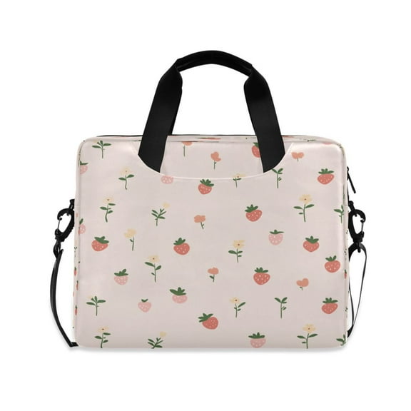 16inch Laptop Briefcase, Business Laptop Bag with Detachable Strap & Padded Compartment, Water-Resistant Polyester,Strawberry Pattern
