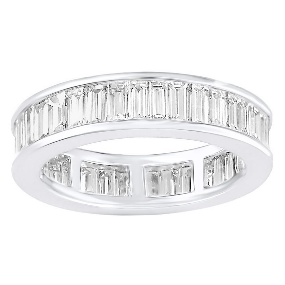 Jewel Zone US White Cubic Zirconia Full Eternity Ring In 14k White