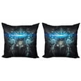 thumbnail image 1 of Ambesonne Fantasy Throw Pillow Cover 2 Pack, Cartoon Gothic, 16", Grey, 1 of 2