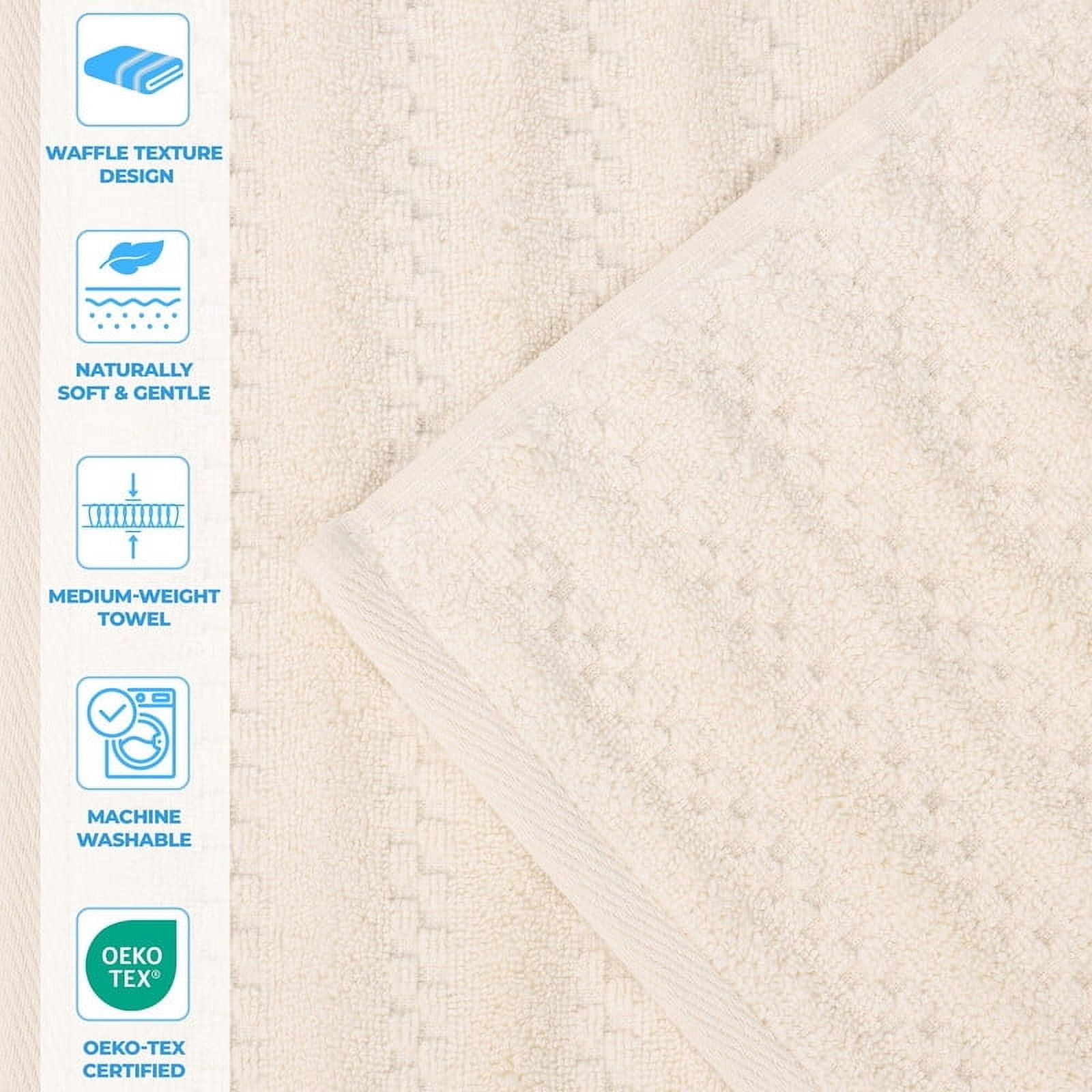 Superior Zuma Zero Twist Absorbent Hand Towels, Set of 6, Ivory