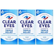 Clear Eyes Triple Relief Eye Drops, Relieves Redness & Calms Irritation, 0.5 Fl Oz - 3 Pack