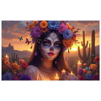 Floral Design Day of the Dead Colorful Skull Festive Decoration for Celebration Cultural Event Traditional Ceremony