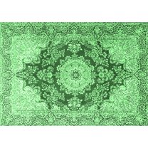 Ahgly Company Indoor Rectangle Persian Emerald Green Traditional Area Rugs, 5' x 7'