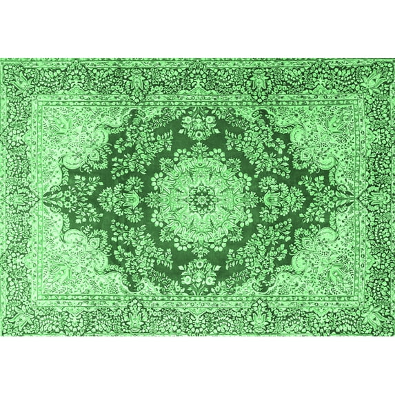 Ahgly Company Indoor Rectangle Persian Emerald Green Traditional Area Rugs, 6' x 9'