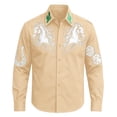 thumbnail image 4 of Girls Tshirts Kids Western Frontier Button Down Denim Long Sleeve Casual Girls Tops Beige 4-5 Years, 4 of 5