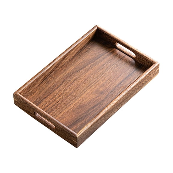 Wooden Multi-Purpose Dry Brew Tea Tray - Cup Storage Organizer for Chinese Tea Room Candy Fruit Serving(Brown,G)
