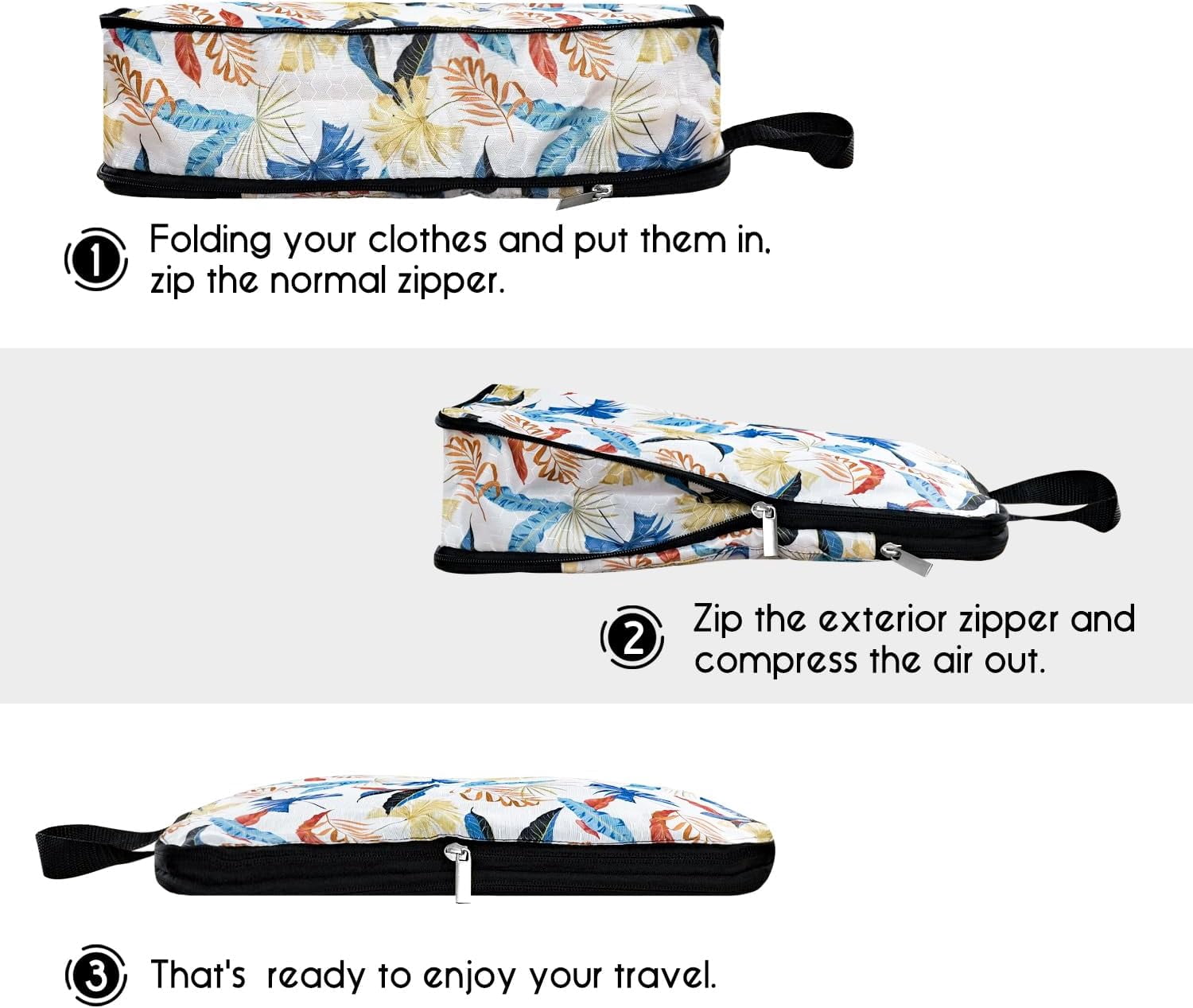 6 Set Compression Packing Cubes for Travel,Packing Cubes for Suitcase Luggage Organizer Bags,Travel Essentials for Carry on Backpack,Ultralight and Waterproof (Summer Vintage Tropics)