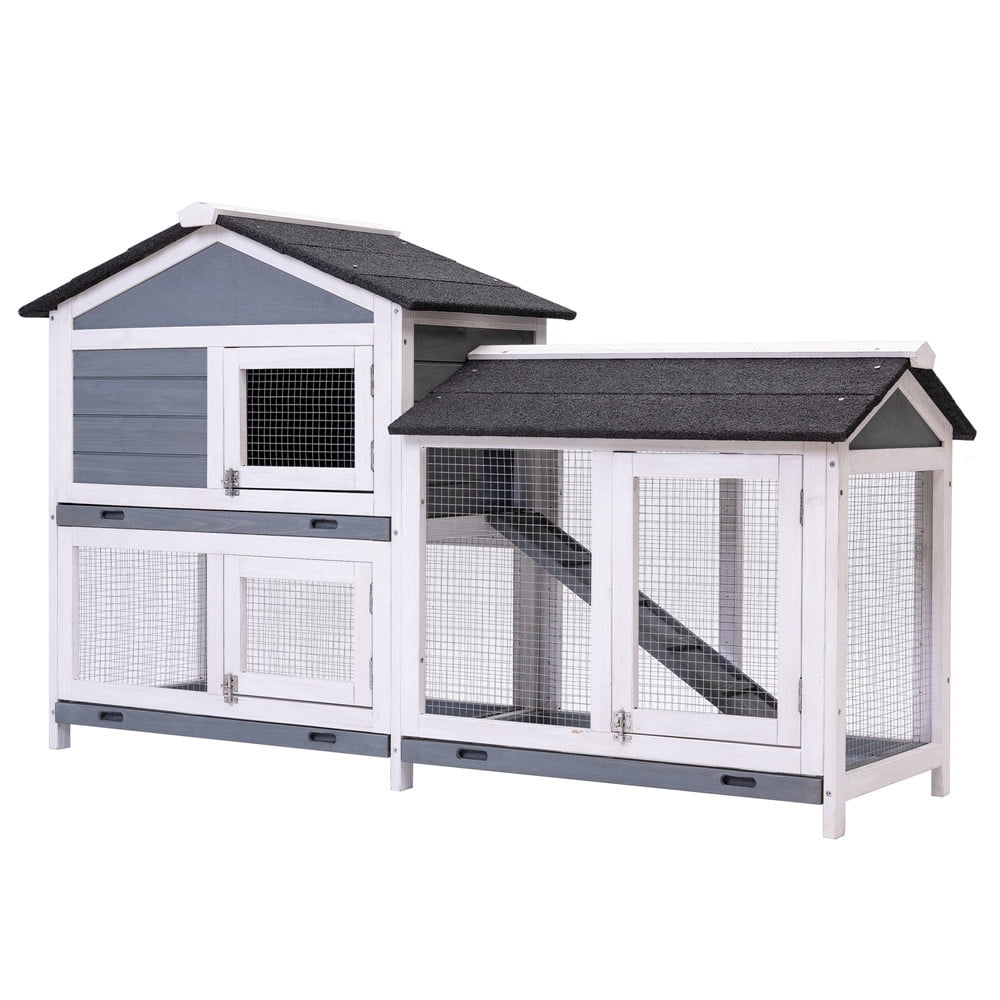 Rabbit Hutch Outdoor Wood House Bunny Rabbit Coop Waterproof Hutch For ...