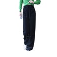 thumbnail image 3 of Pantalones anchos de pierna para mujer, primavera, cintura alta, drapeados, rectos, de pana, estilo primaveral, pantalones casuales adelgazantes sin forro polar, 3 of 3