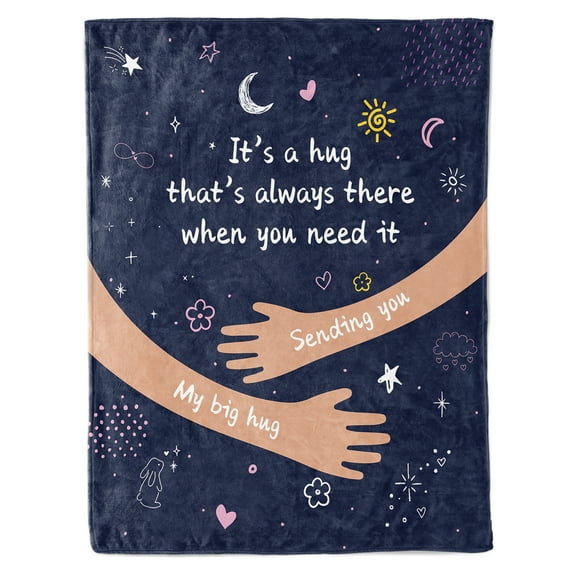 HiiKaa Get Well Gifts for Women Men,Hug/Healing Blanket,Thinking of You/Cancer Care/Sympathy/After Surgery Gifts for Friends,Sister, Coworkers,Soft Throw Blankets 50'' x 60'' Navy