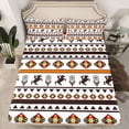 thumbnail image 2 of Homewish Vintage Aztec Geometric Full Size Sheets,Rustic Farmhouse Cabin Bed Sheets,White Orange Sheet Sets For Adults,Luxury Bedroom Decor,4 Pieces, 2 of 7