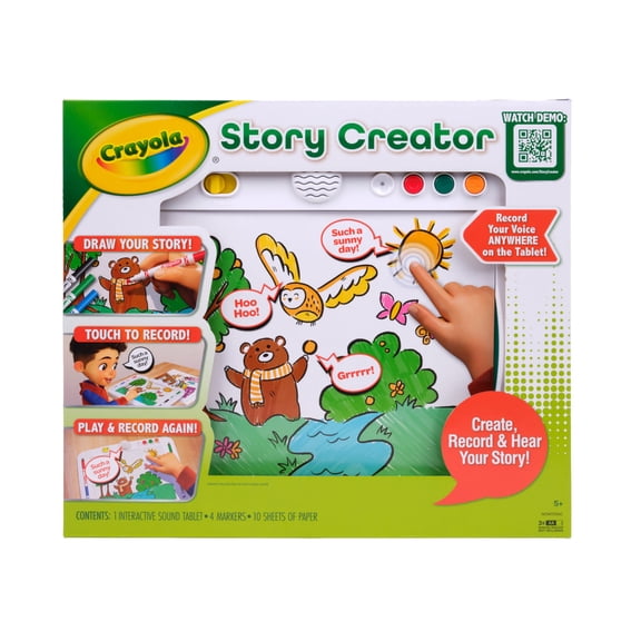 Crayola Story Creator, Interactive Sound Record & Drawing Tablet, Story Player, Multisensory Toy, Screen Free Play, Creative Gifts for Kids, Ages 5