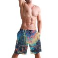 thumbnail image 5 of Dailycode Men's Quick Dry Swim Trunks Beach Shorts Casual Summer Board Shorts with Pockets, Castle Bridge Starry Sky, 5 of 8