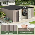 thumbnail image 4 of GVDV Outdoor Metal Storage Shed 14 x 12 ft, Storage House Metal Steel Utility Tool Shed with Lock and Door, for Garden, Patio, Lawn, Brown, 4 of 7