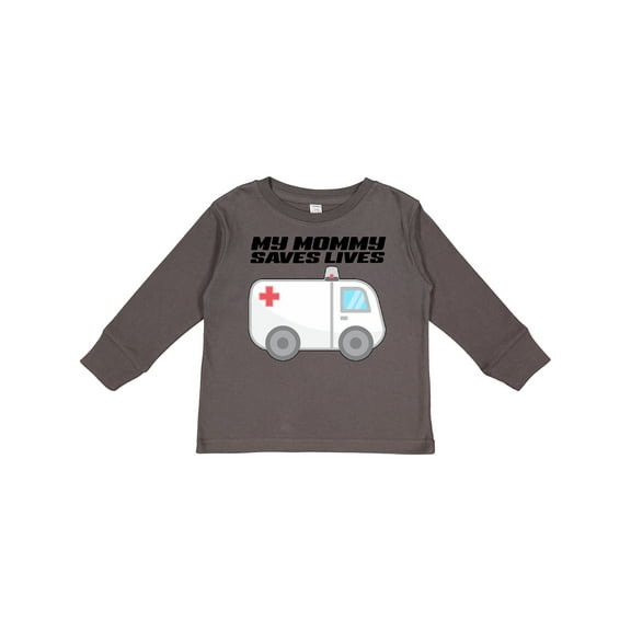 Inktastic My Mommy Saves Lives- Ambulance Boys or Girls Long Sleeve Toddler T-Shirt