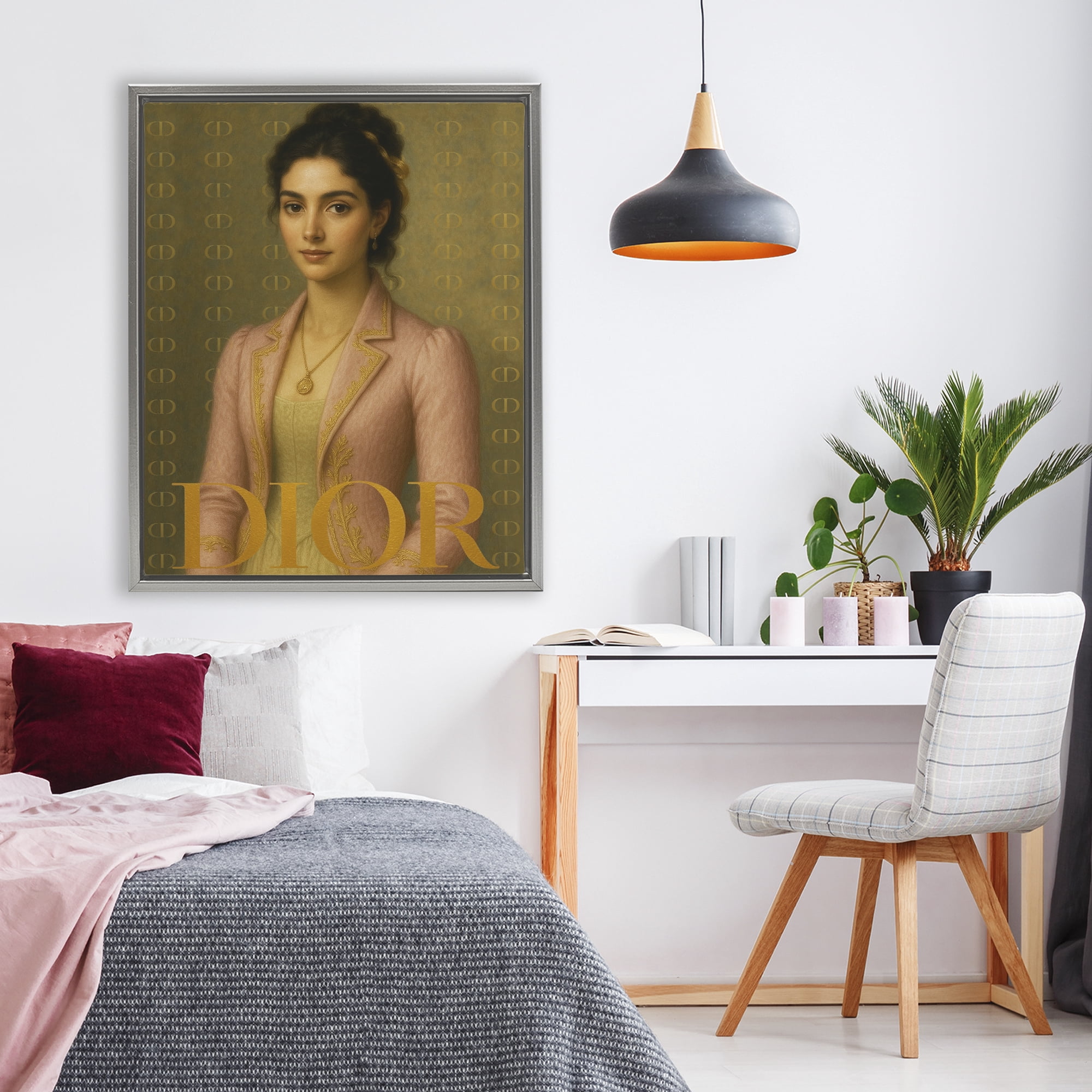 Stupell Industries Iconic Gentlewoman Fashion Gray Framed Floater Canvas Wall Art, design by Grotto Studios
