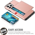 thumbnail image 2 of for iPhone 14 Pro Max Case Wallet Card Holder Hidden Pocket Sliding Door Heavy Duty Dual Layer Hard PC Soft Rubber Bumper Protective Cover Case for iPhone 14 Pro Max 6.7" Rose Gold, 2 of 14