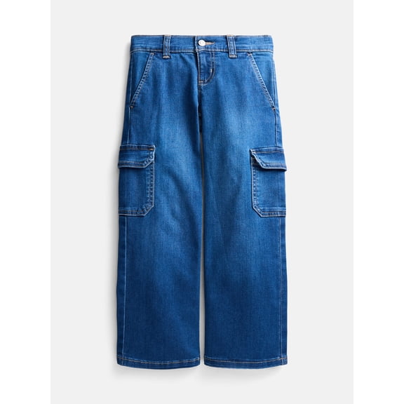 Wonder Nation Girls Wide Leg Cargo Jeans, Sizes 4-18 & Plus