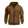 thumbnail image 6 of qolati Zip Up Hoodies For Men Fall Winter Casual Hooded Sweatshirt Fashion Fleece Lined Workout Jackets with Pockets Brown L, 6 of 6