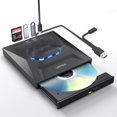 thumbnail image 1 of Unitek External CD DVD Drive, USB C Portable CD/DVD +/-RW Drive/DVD Player with SD Card Reader USB 3.0 USB C Hub CD ROM Burner Compatible with Laptop Desktop PC Windows Linux OS Apple Mac, 1 of 8