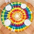 thumbnail image 2 of Tie Dye Color Burst Pattern Round Fitted Tablecloth with Elastic Edge,Dining Table Cover Waterproof,Outdoor Round Tablecloth for Camping,Dining,Indoor and Outdoor, 2 of 7