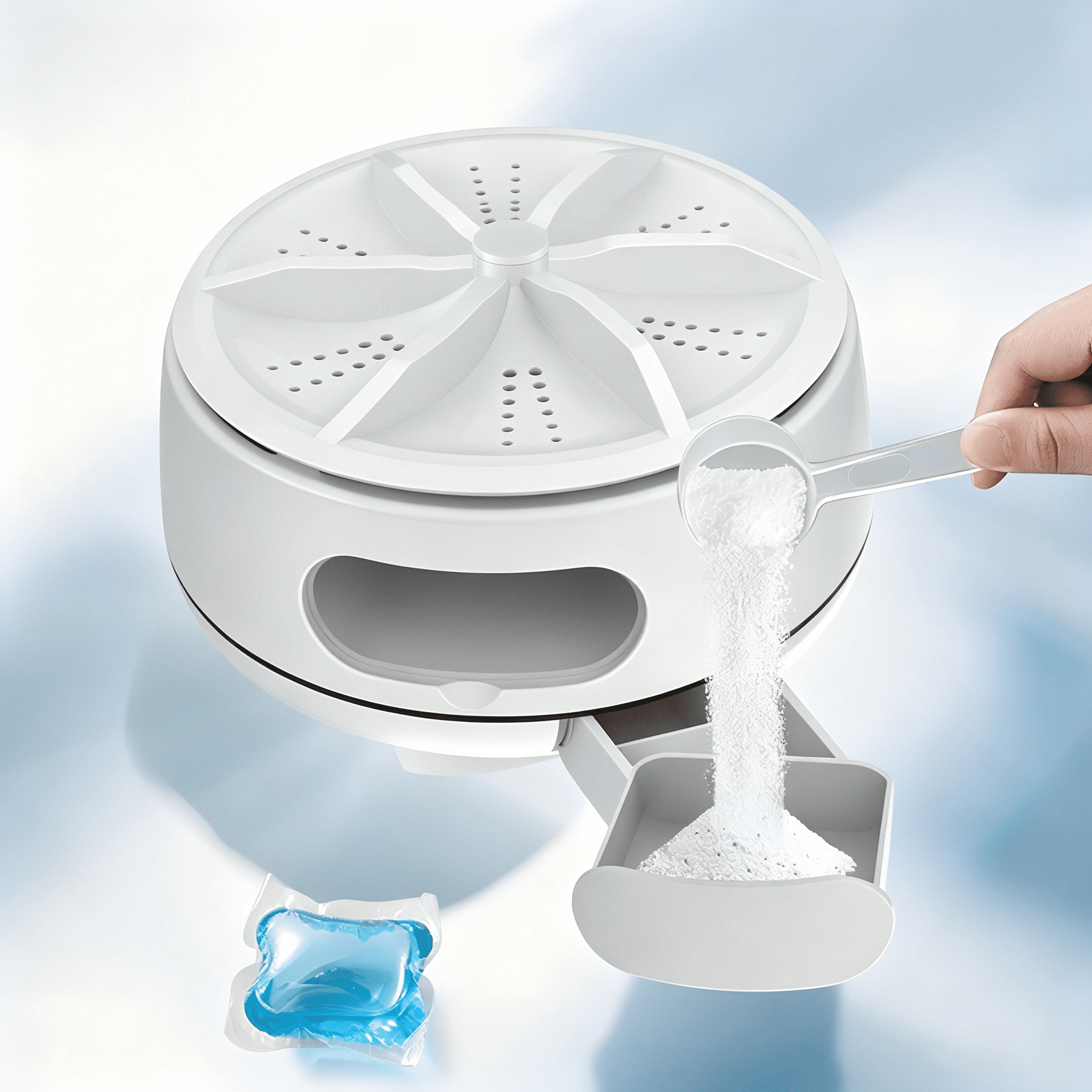 HIBIBUD 2026 New Mini Washing Machine 4 Mode Ultrasonic Turbine Washer Small Ultrasonic Washing Machine Silent Operation Portable Washer Machine with Detergent Storage Design for Home Travel Camping