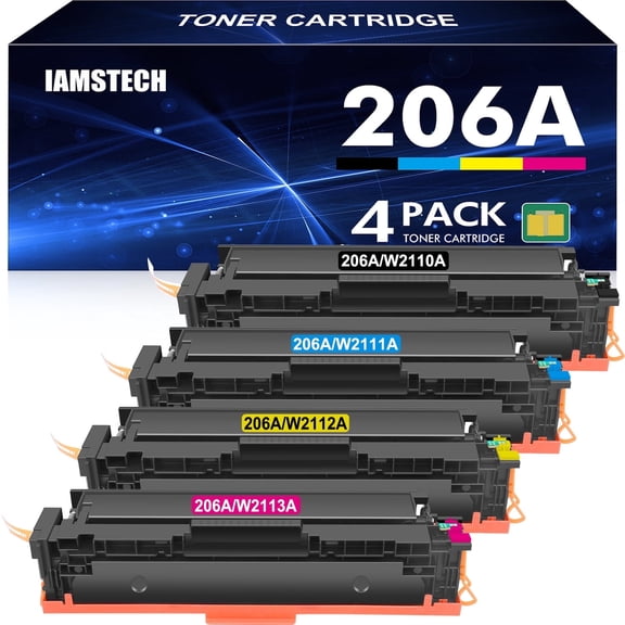 206A 206X Toner Cartridges with Chip Compatible for 206A W2110A 206X W2110X Color LaserJet Pro MFP M283fdw M283cdw M255dw M283fdn M282nw M283 M255 Printer Ink (Black Cyan Magenta Yellow 4-Pack)