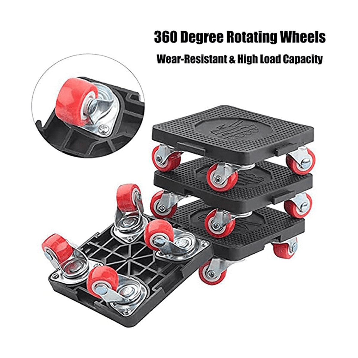 Furniture Moving Tool, 880 Lbs, with 4 Wheels and Portable Lift, for Moving Furniture, Refrigerators, Sofas Black