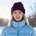 thumbnail image 2 of mgoYE Black Beanie for Men Womens Lined Beanie Hat Lining Winter Hats Beanies for Women Soft Beanie Cap(Dark Purple,One Size), 2 of 6