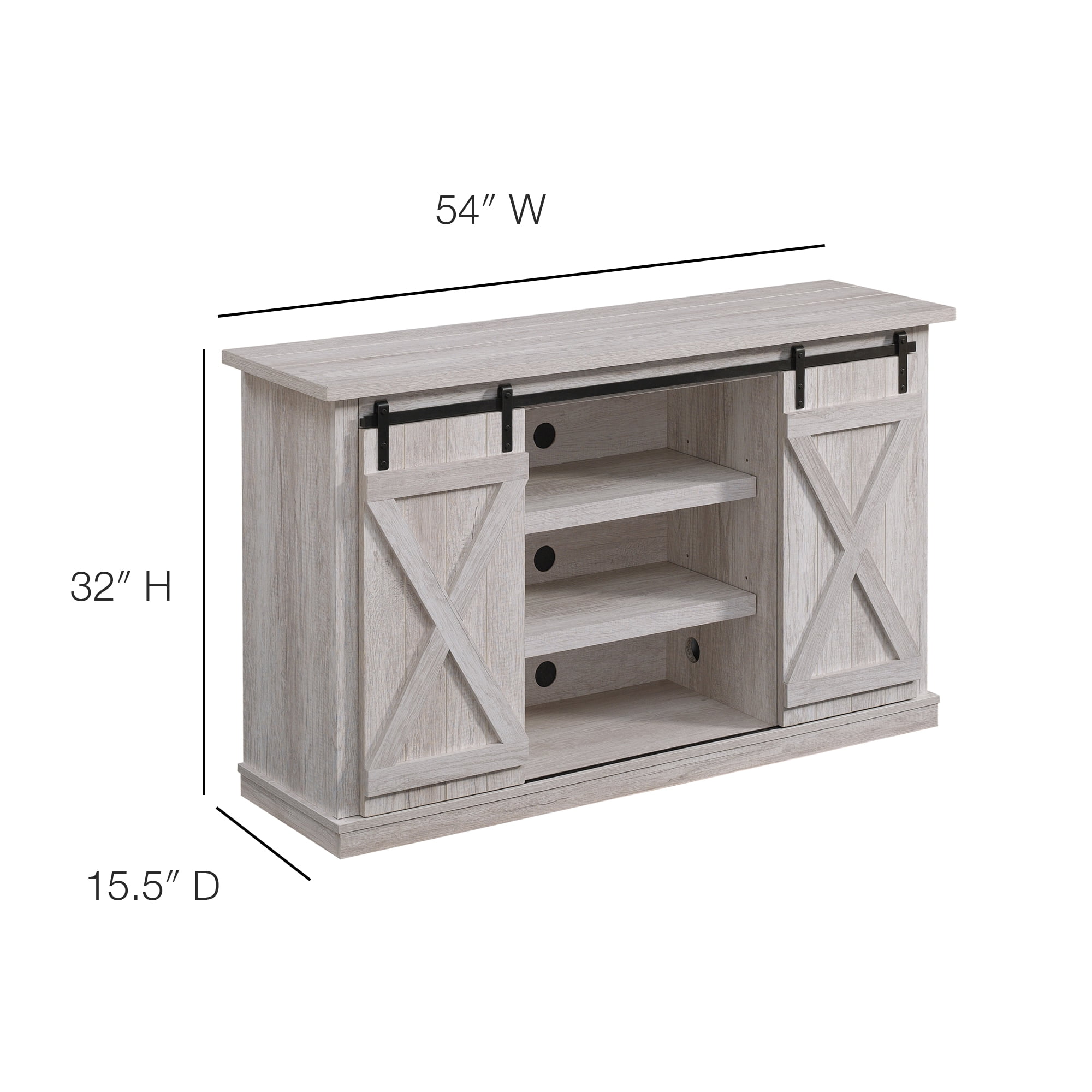 Twin Star Home Terryville Barn Door TV Stand for TVs up to 60", White Oak