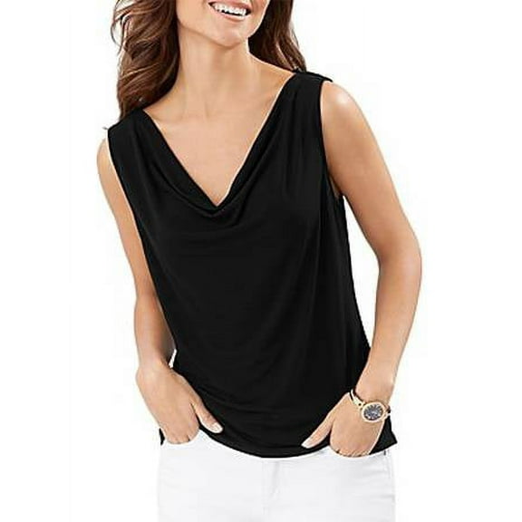 Tommy Bahama Delray Foil Cowl Neck Tank, Black, Small