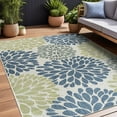 thumbnail image 2 of Beverly Rug Indoor/Outdoor Area Rugs,Modern Floral Patio Porch Garden Carpet, Olive/Blue, 8'x10', 2 of 9