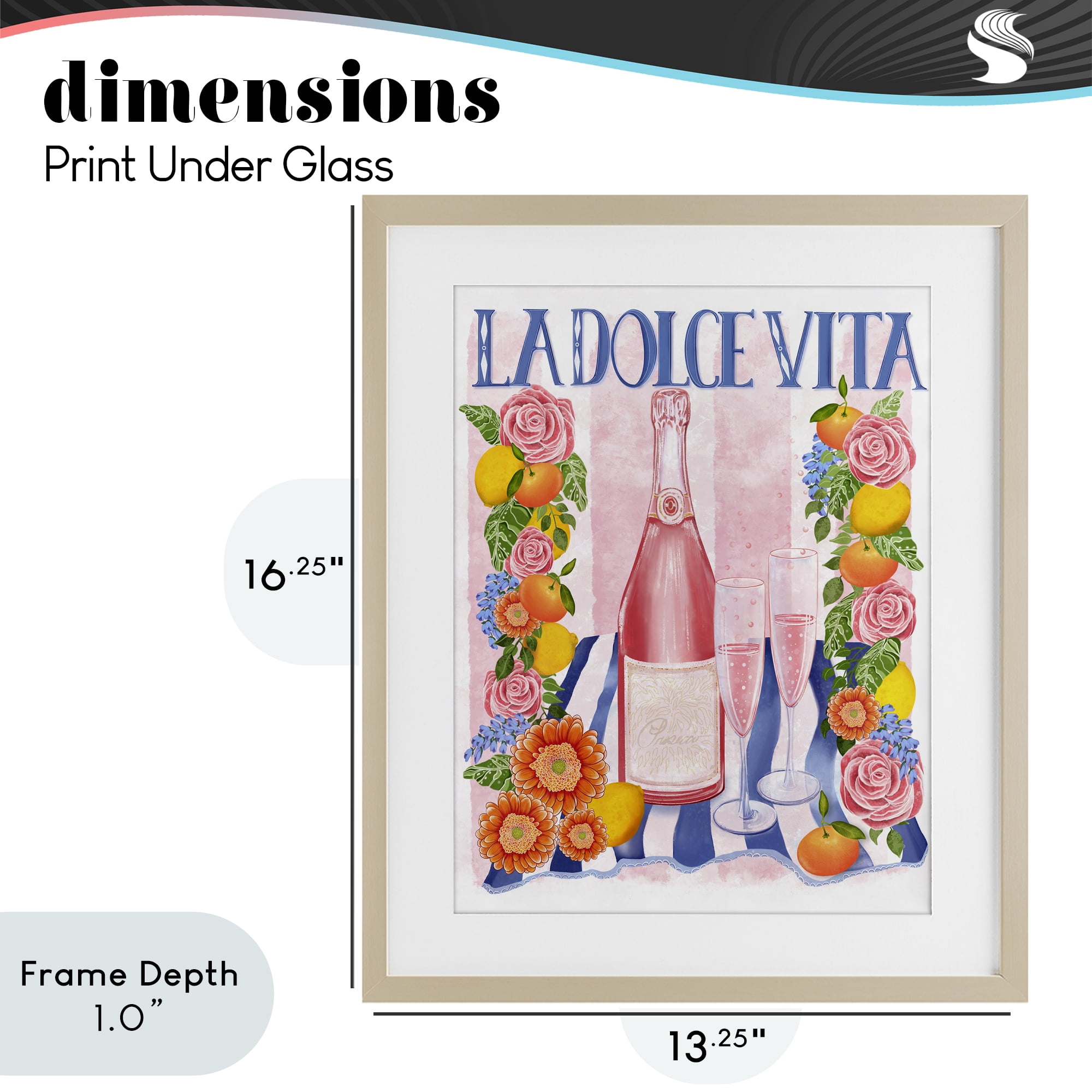 Stupell Industries Pink Champagne Picnic Birch Framed Print Under Glass, design by Lori Mosley