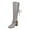 Grey, variant on Wide Calf over The Knee Cowboy Boots for Women Vintage Patchwork Strappy Leather Pointed Toe Chunky Block High Heel Thigh High Cowgirl Riding Tall Boots Coffee Size 8
