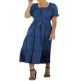 thumbnail image 2 of EIMELI Femmes Boho d'Été Robes Casual Manches Courtes Floral Tie-Up Ceinture Robe Noire S, 2 of 8