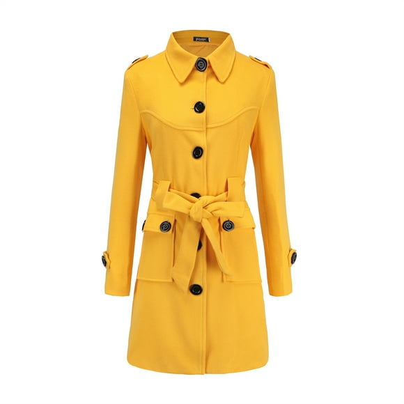 Wyzesi Womens Coats Dressy Casual Plus Size Women Winter Warm Woolen Coat Trench Jacket Belt Overcoat Outwear Hooded Flannel Jacket Women Corduroy Jacket